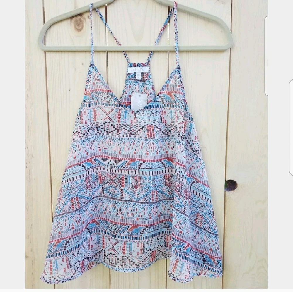 Delias Aztec Print Sheer Strappy Tank Small